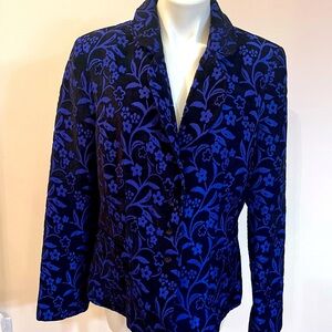 Jared Ross Vintage Eletric Blue and Black Jacquard Blazer Sz 16